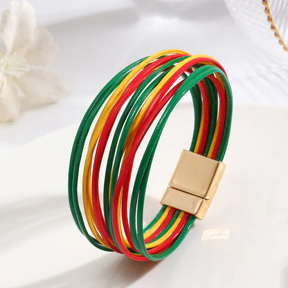 Simple Style Color Block Pu Leather Women'S Bracelets