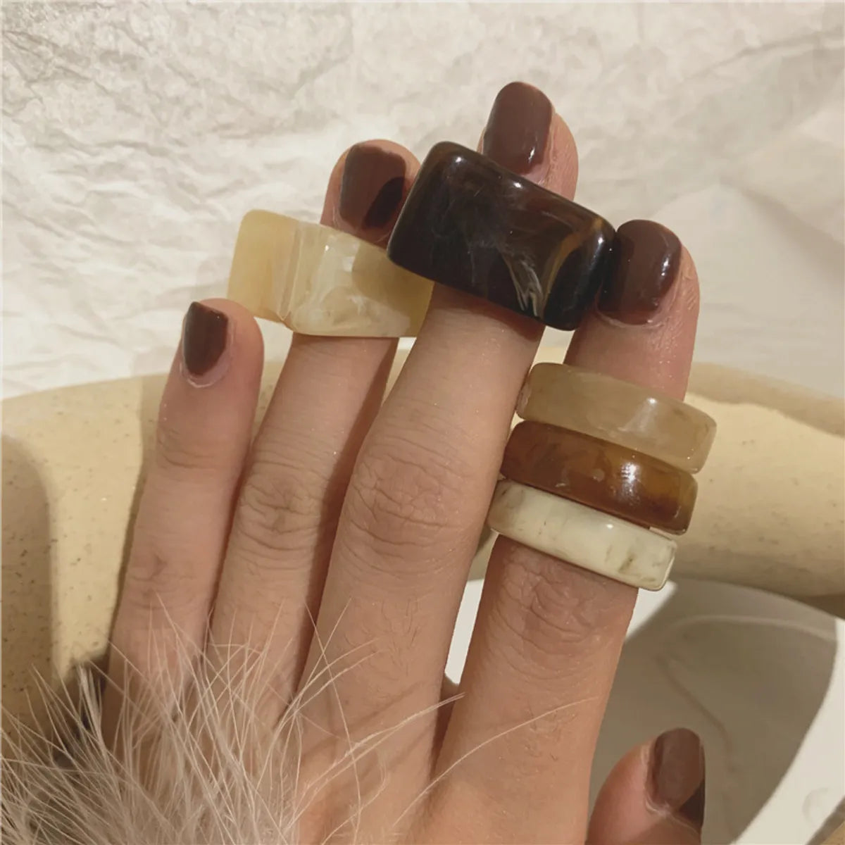 Simple Style Color Block Resin Women'S Rings