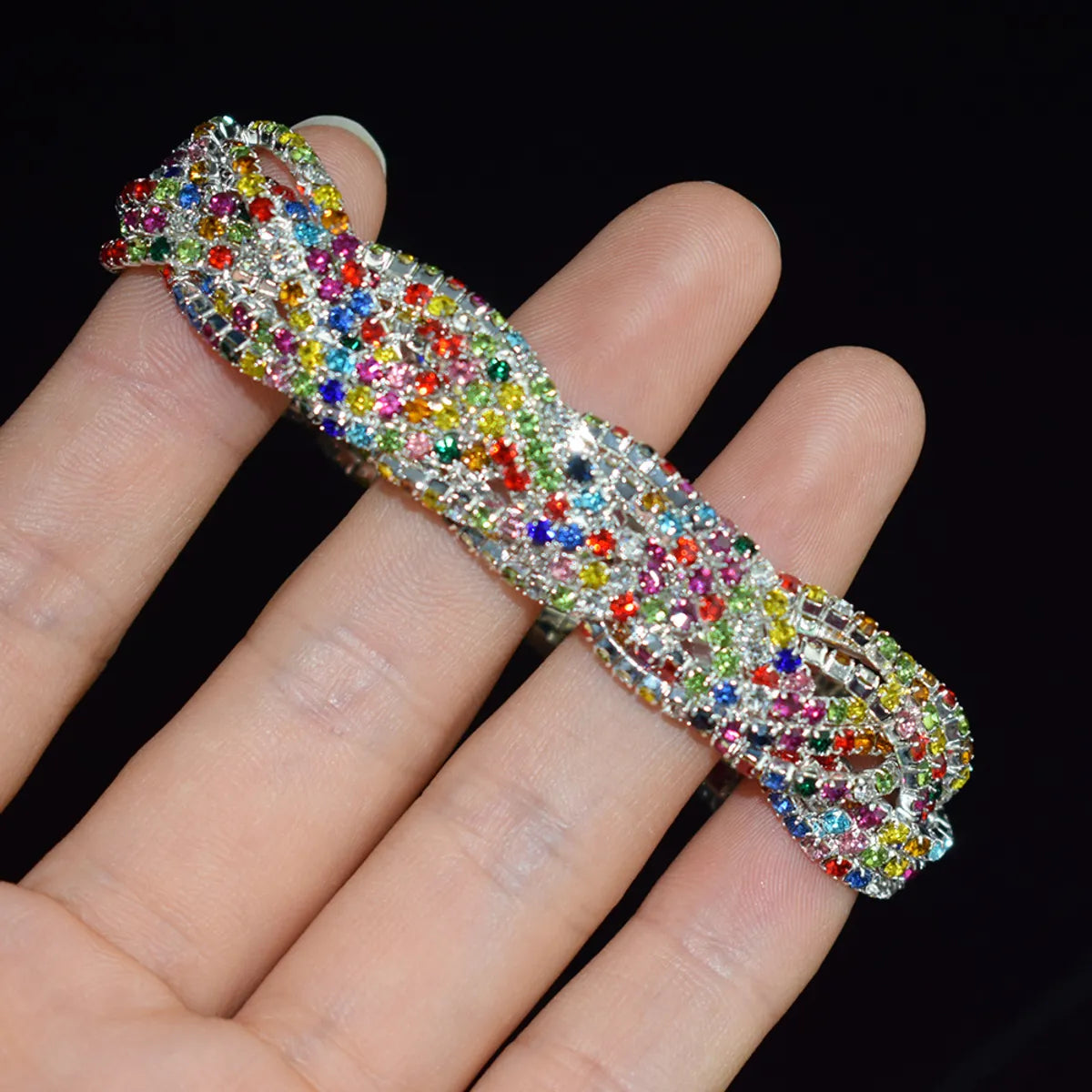 Simple Style Color Block Rhinestones Ferroalloy Wholesale Bangle