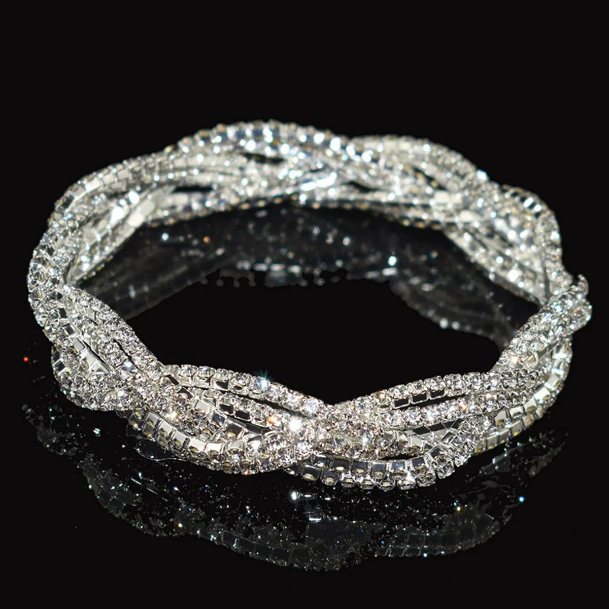 Simple Style Color Block Rhinestones Ferroalloy Wholesale Bangle