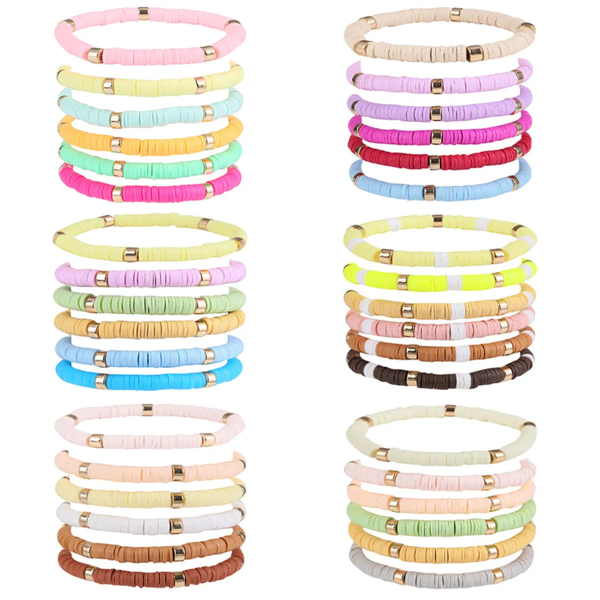 Simple Style Color Block Soft Clay Knitting Women's Bracelets 6 Pieces