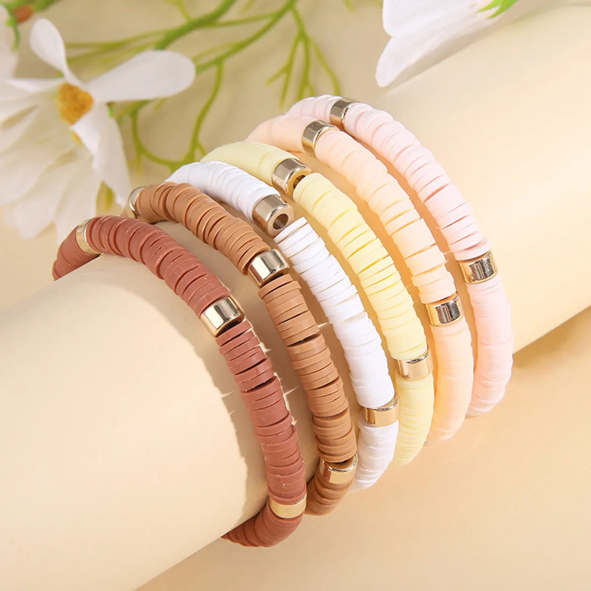 Simple Style Color Block Soft Clay Knitting Women's Bracelets 6 Pieces