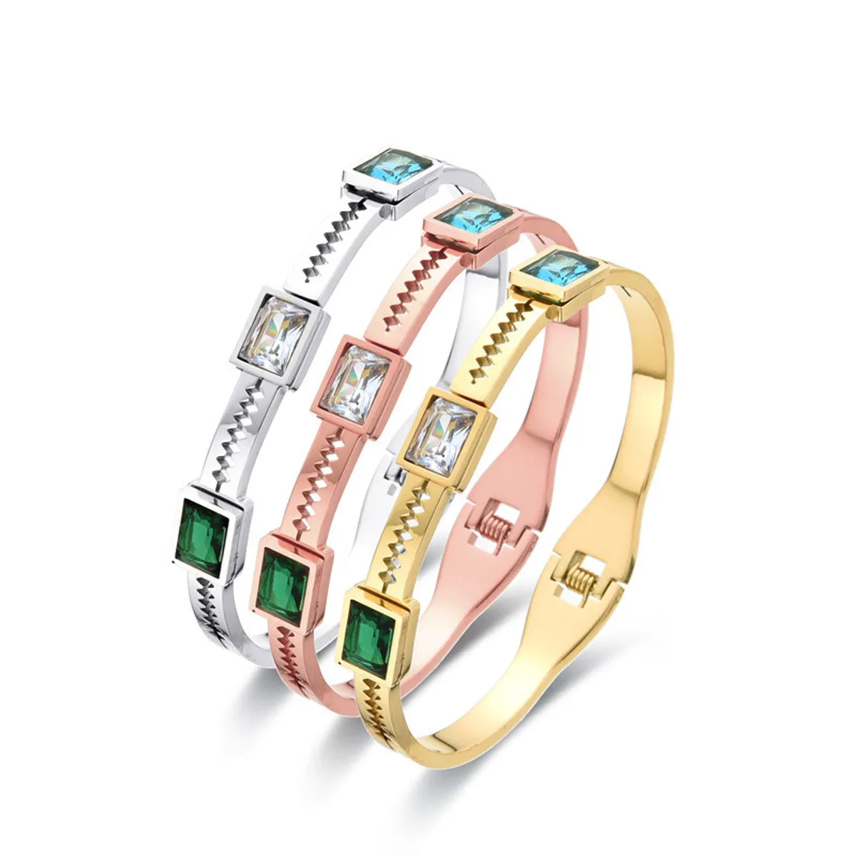 Simple Style Color Block Stainless Steel Plating Bangle