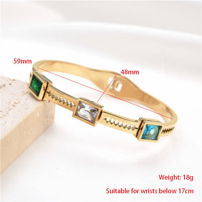 Simple Style Color Block Stainless Steel Plating Bangle