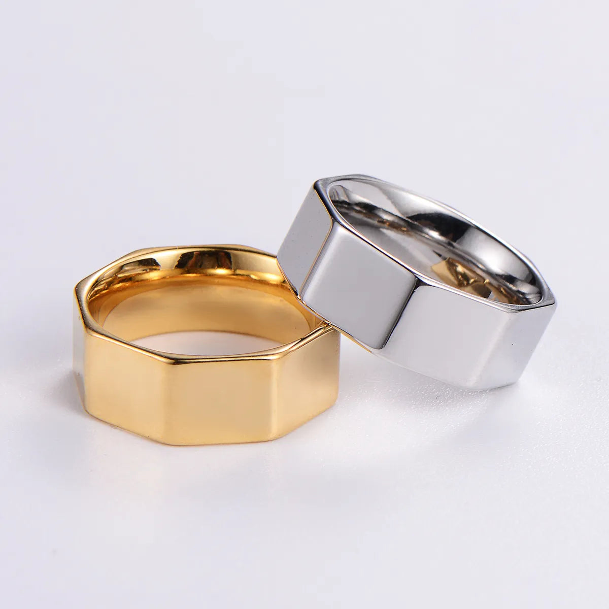 Simple Style Color Block Stainless Steel Plating Inlay Rhinestones 18k Gold Plated Rings