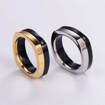 Simple Style Color Block Stainless Steel Plating Inlay Rhinestones 18k Gold Plated Rings