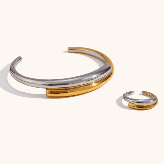 Simple Style Color Block Stainless Steel Rings Bracelets 1 Piece