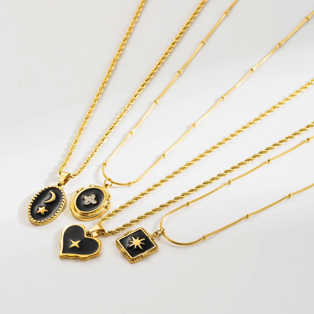 Wholesale Jewelry Simple Style Color Block 304 Stainless Steel Stoving Varnish Pendant Necklace