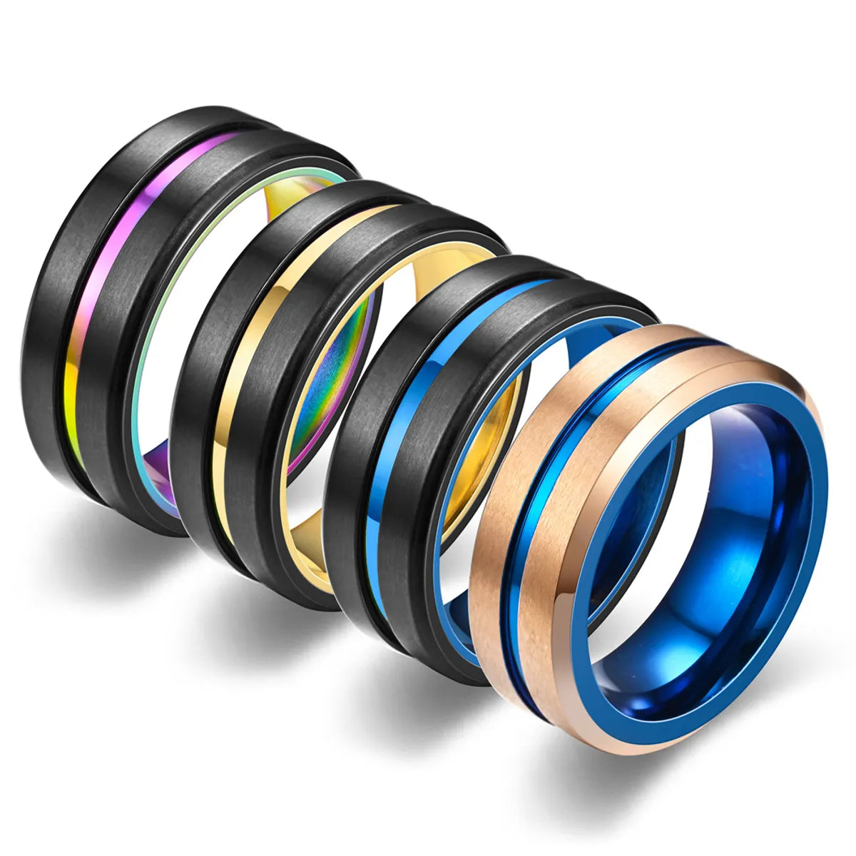 Simple Style Color Block Stainless Steel Unisex Rings