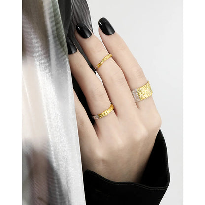 Simple Style Color Block Sterling Silver Plating 18k Gold Plated Open Rings