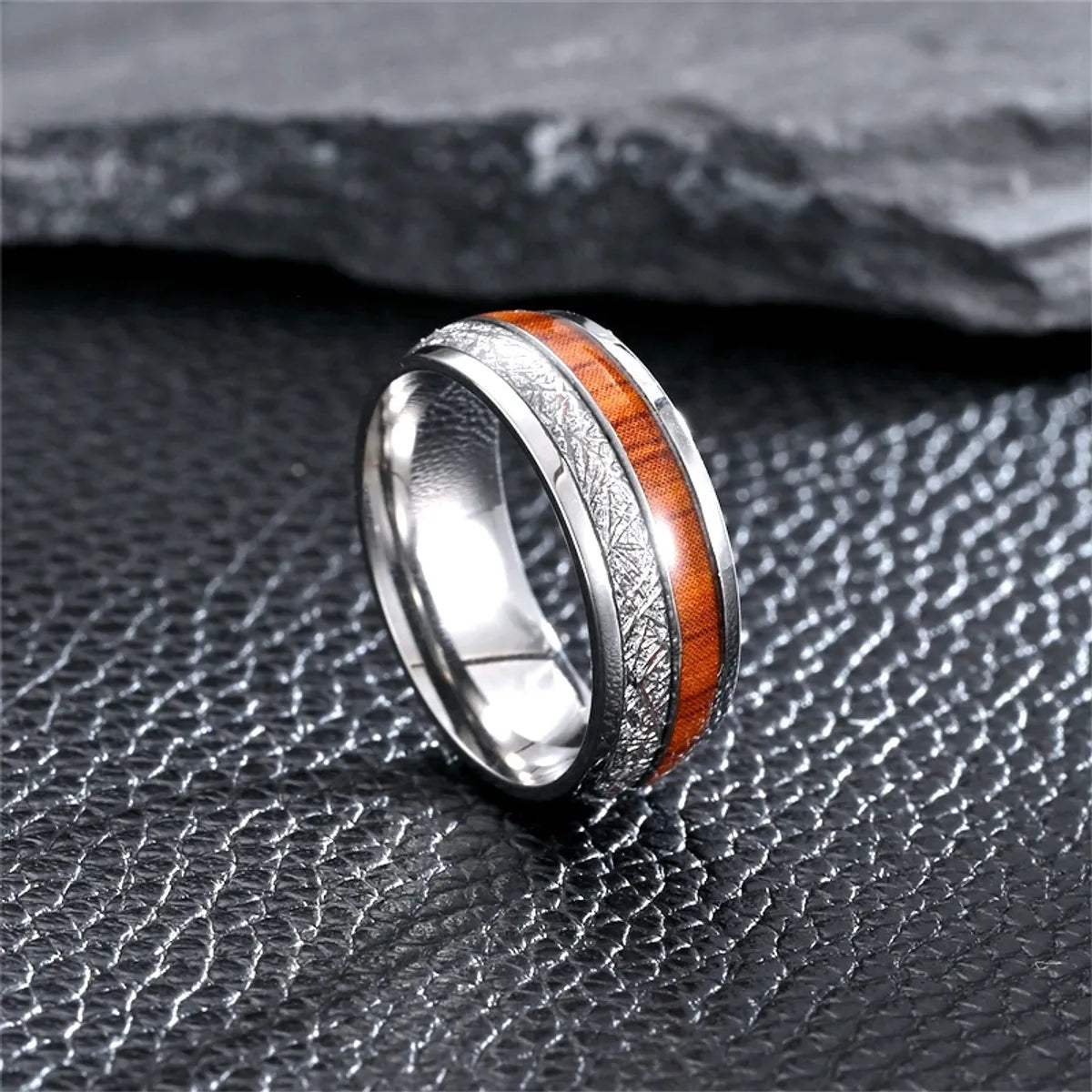 Simple Style Color Block Titanium Steel Men'S Rings