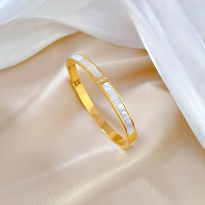 Simple Style Color Block Titanium Steel Plating Gold Plated Bangle