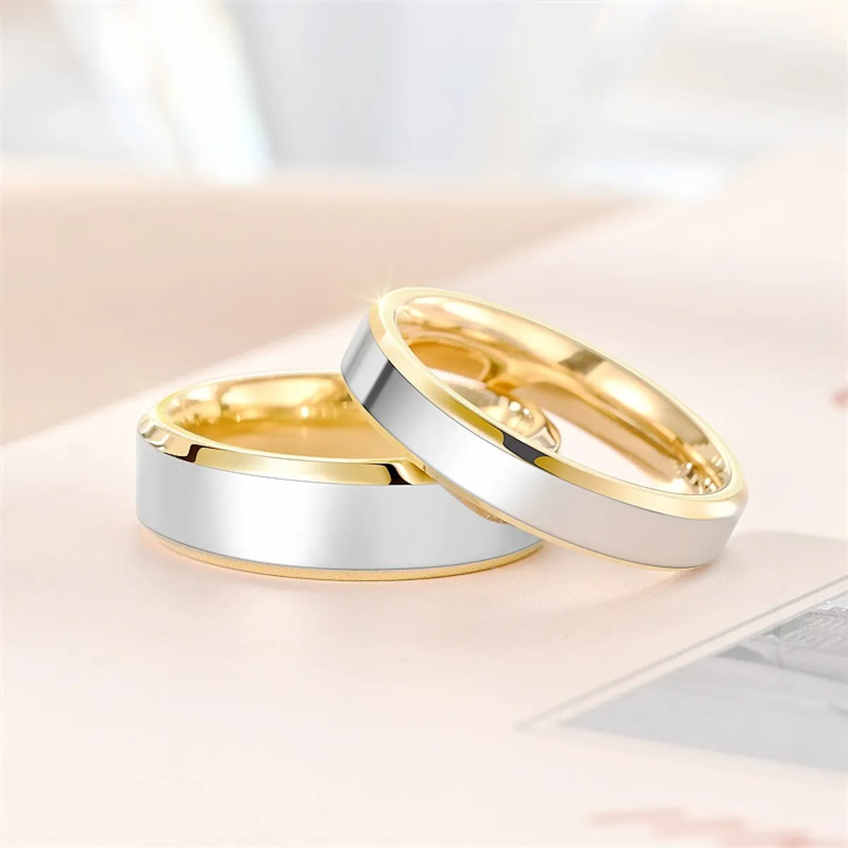 Simple Style Color Block Titanium Steel Plating Gold Plated Silver Plated Rings