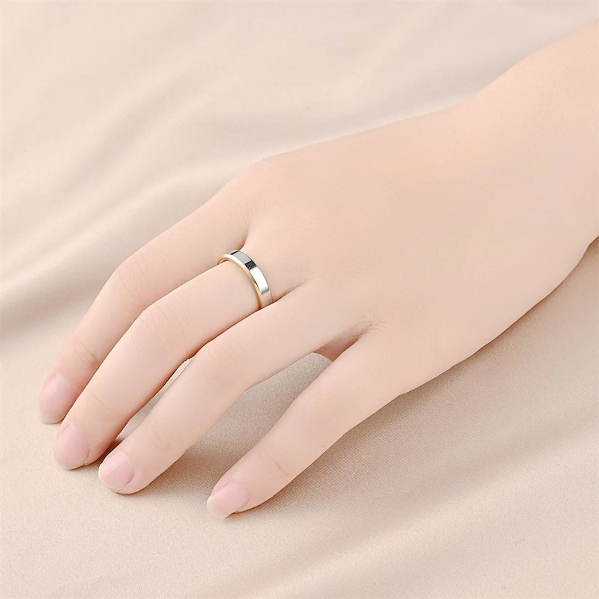 Simple Style Color Block Titanium Steel Plating Gold Plated Silver Plated Rings