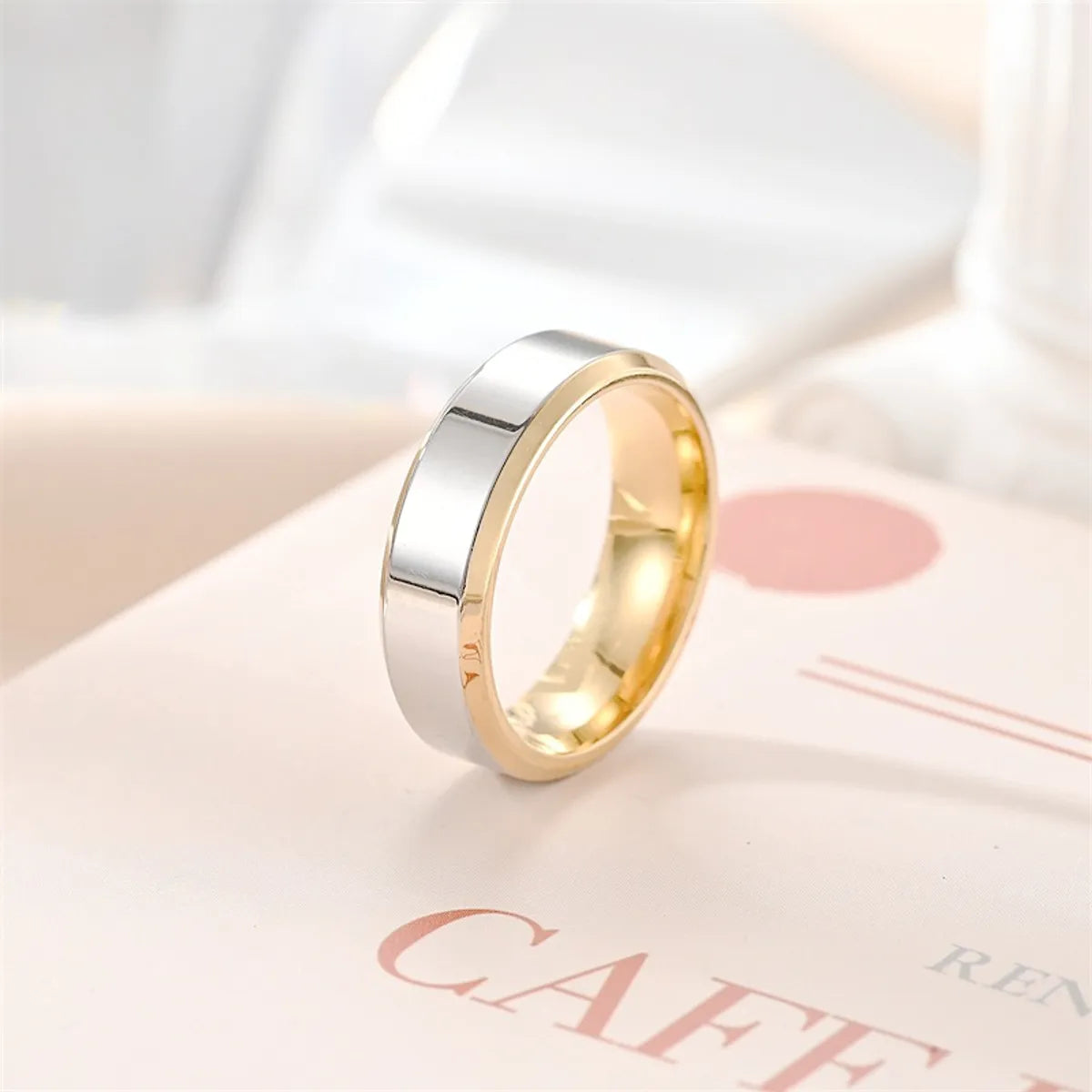 Simple Style Color Block Titanium Steel Plating Gold Plated Silver Plated Rings