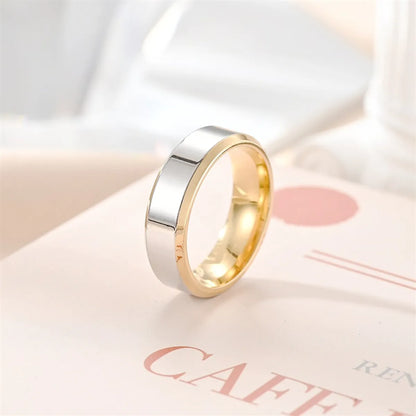 Simple Style Color Block Titanium Steel Plating Gold Plated Silver Plated Rings