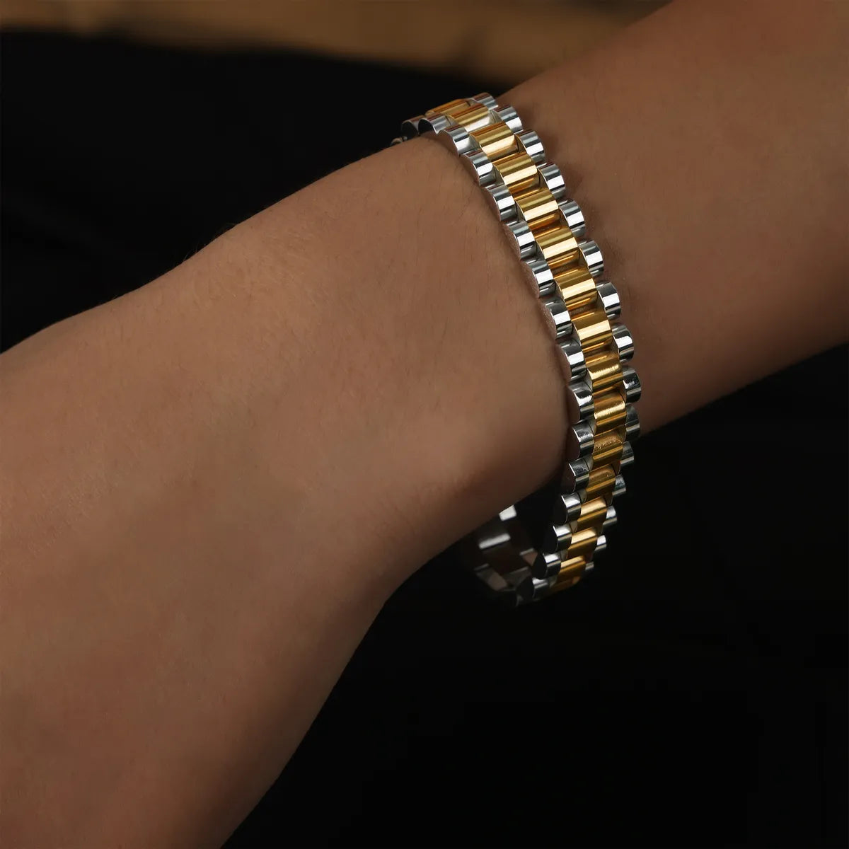 Simple Style Color Block Titanium Steel Plating Unisex Bracelets