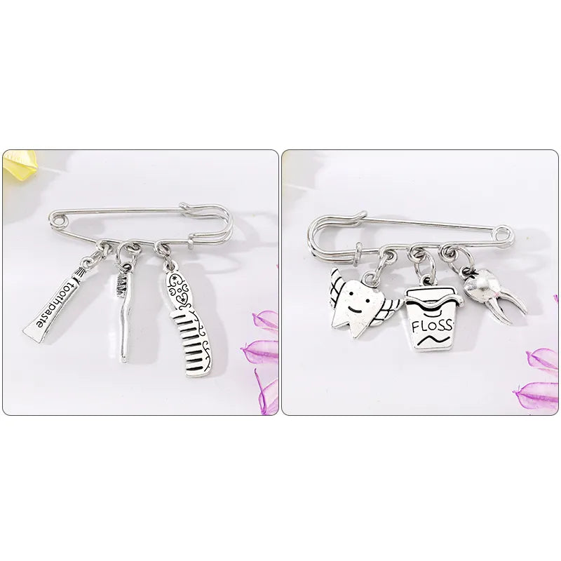 Simple Style COMD Toothbrush Toothpaste Alloy Enamel Unisex Brooches