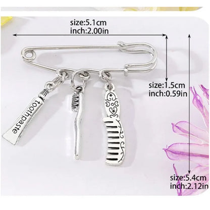 Simple Style COMD Toothbrush Toothpaste Alloy Enamel Unisex Brooches