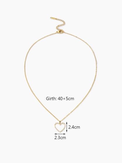 Simple Style Commute Animal Heart Shape Stainless Steel Copper Plating Inlay Zircon 18k Gold Plated Gold Plated Pendant Necklace