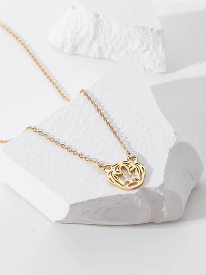 Simple Style Commute Animal Heart Shape Stainless Steel Copper Plating Inlay Zircon 18k Gold Plated Gold Plated Pendant Necklace