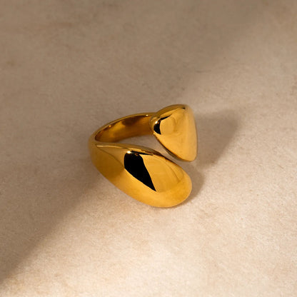 Simple Style Commute Asymmetrical Stainless Steel Asymmetrical Plating 18k Gold Plated Rings