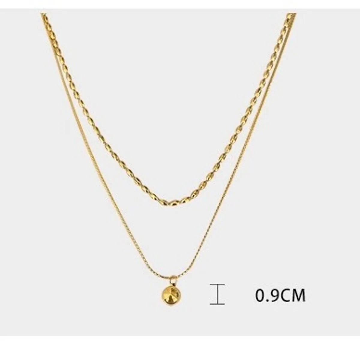 Simple Style Commute Ball Titanium Steel Polishing Plating Gold Plated Double Layer Necklaces