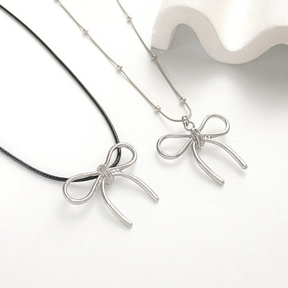 Simple Style Commute Bow Knot Alloy Plating Gold Plated Women's Pendant Necklace