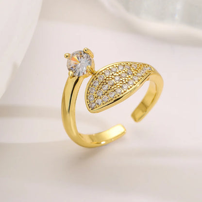 Simple Style Commute Butterfly Copper 18k Gold Plated Zircon Open Ring In Bulk