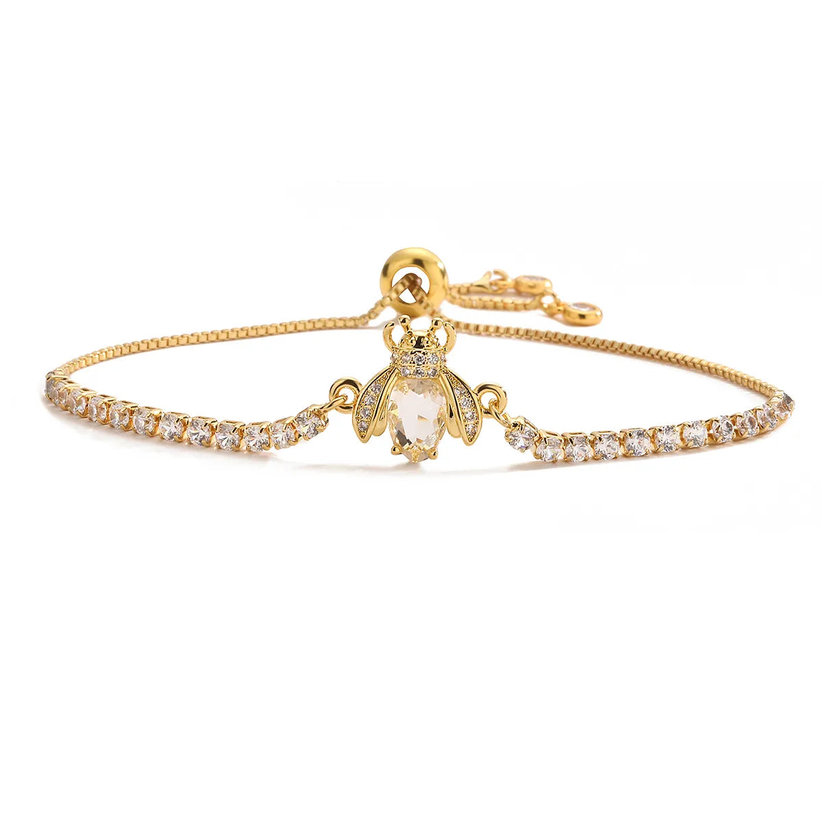 Simple Style Commute Butterfly Copper Plating Inlay Zircon 18k Gold Plated Bracelets