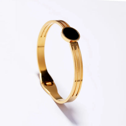 Simple Style Commute Circle Roman Numeral Stainless Steel Plastic Shell Plating 18k Gold Plated Bangle