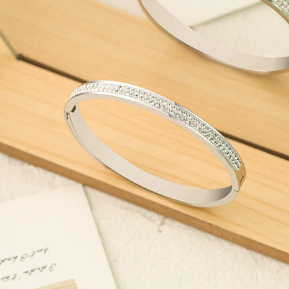 Wholesale Simple Style Commute Circle Titanium Steel Plating Inlay Zircon Rings Bracelets