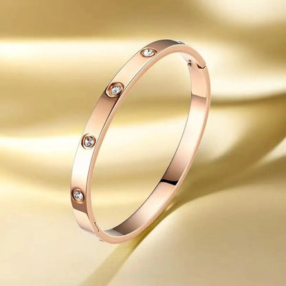 Wholesale Simple Style Commute Circle Titanium Steel Plating Inlay Zircon Rings Bracelets