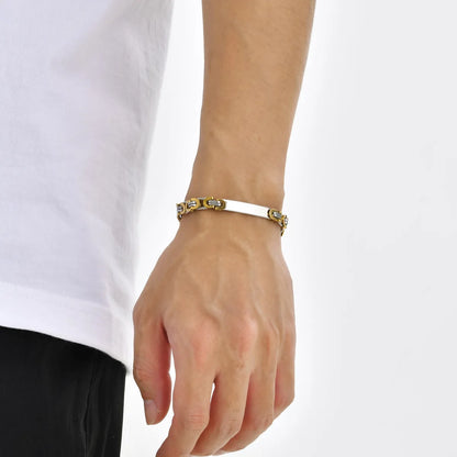 Simple Style Commute Color Block 201 Stainless Steel 18K Gold Plated Men'S Bracelets