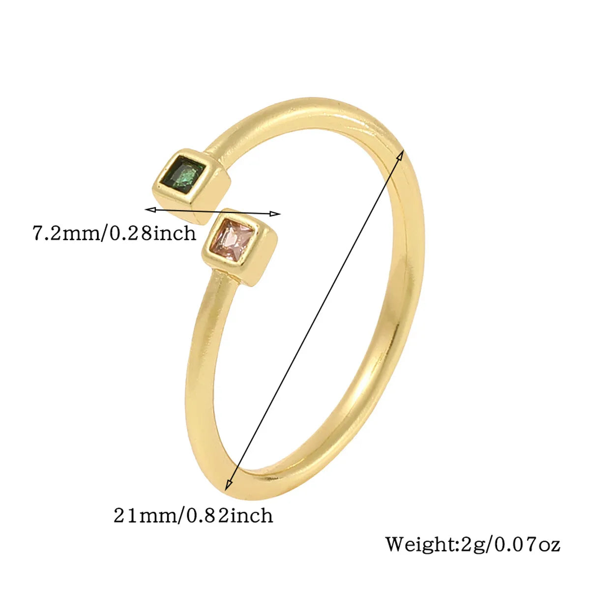 Simple Style Commute Color Block Copper Zircon Rings In Bulk