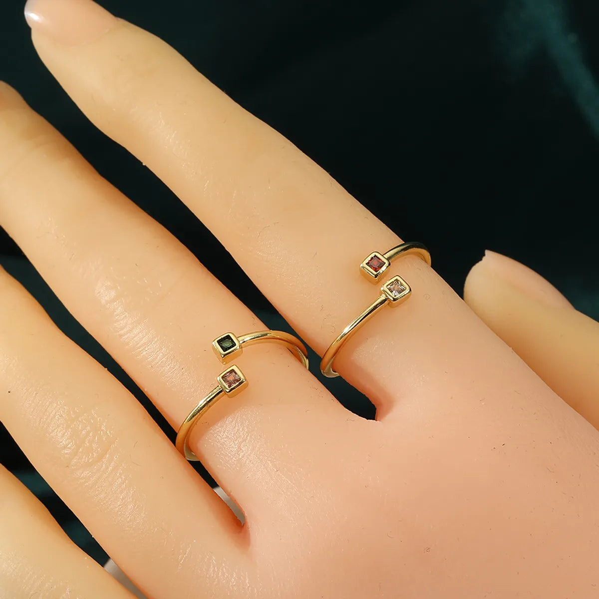 Simple Style Commute Color Block Copper Zircon Rings In Bulk