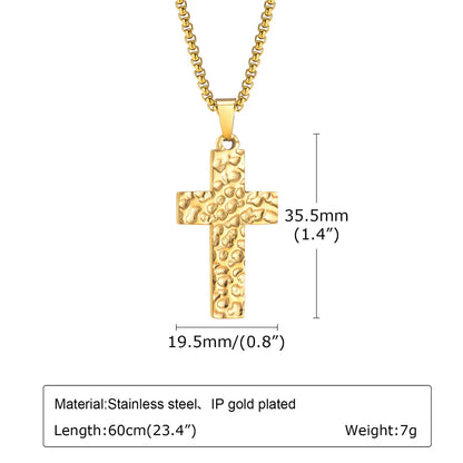 Simple Style Commute Cross 304 Stainless Steel 18K Gold Plated Men'S Pendant Necklace