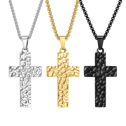 Simple Style Commute Cross 304 Stainless Steel 18K Gold Plated Men'S Pendant Necklace