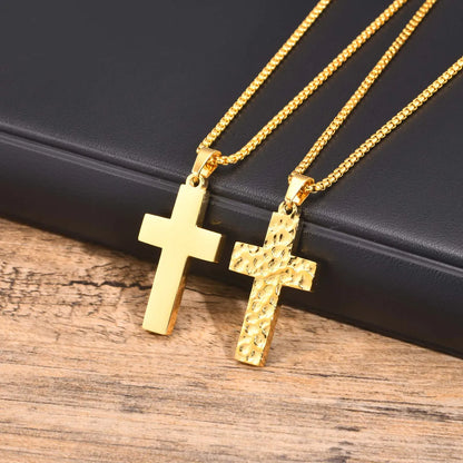 Simple Style Commute Cross 304 Stainless Steel 18K Gold Plated Men'S Pendant Necklace