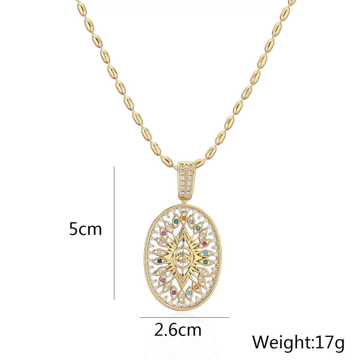 Simple Style Commute Cross Devil's Eye Copper Plating Inlay Zircon 18k Gold Plated Pendant Necklace