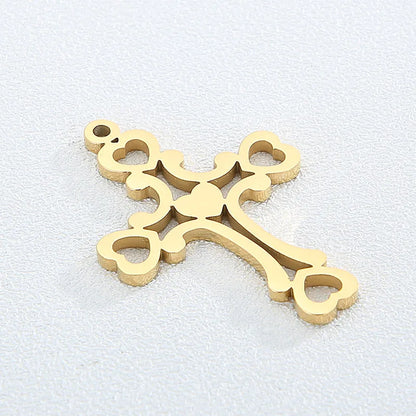 1 Piece Stainless Steel 18K Gold Plated Cross Heart Shape Pendant