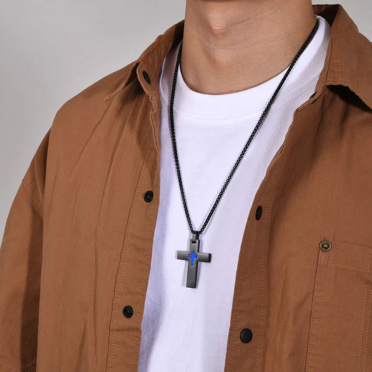 Simple Style Commute Cross 304 Stainless Steel Plating Men'S