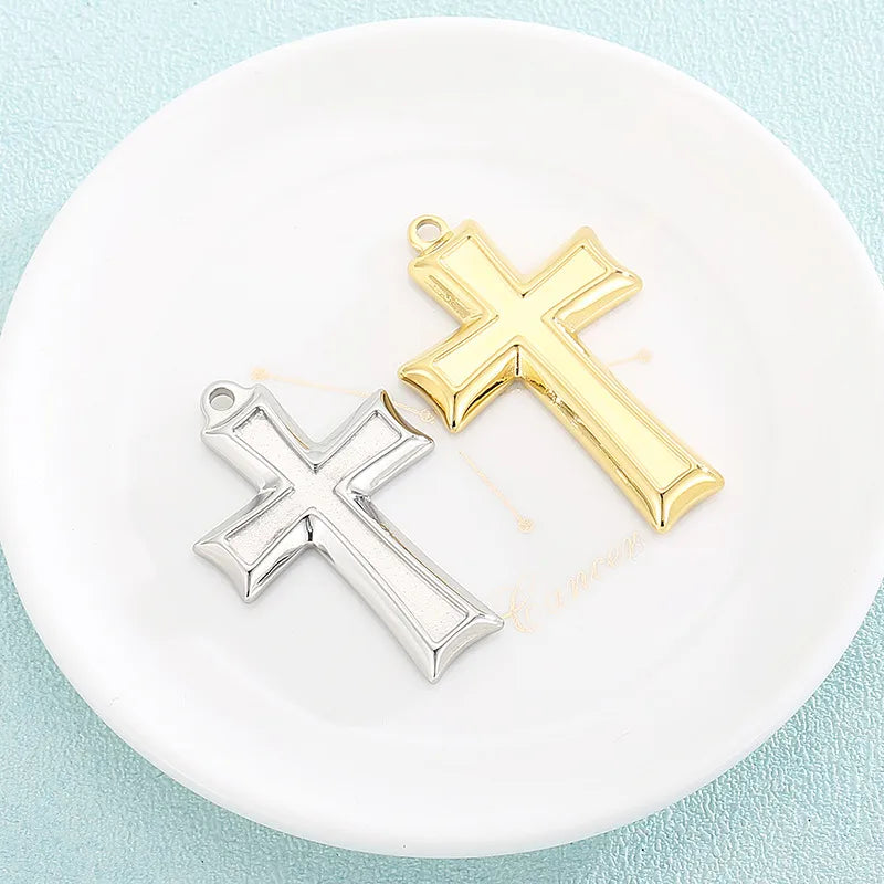 1 Piece Stainless Steel 18K Gold Plated Cross