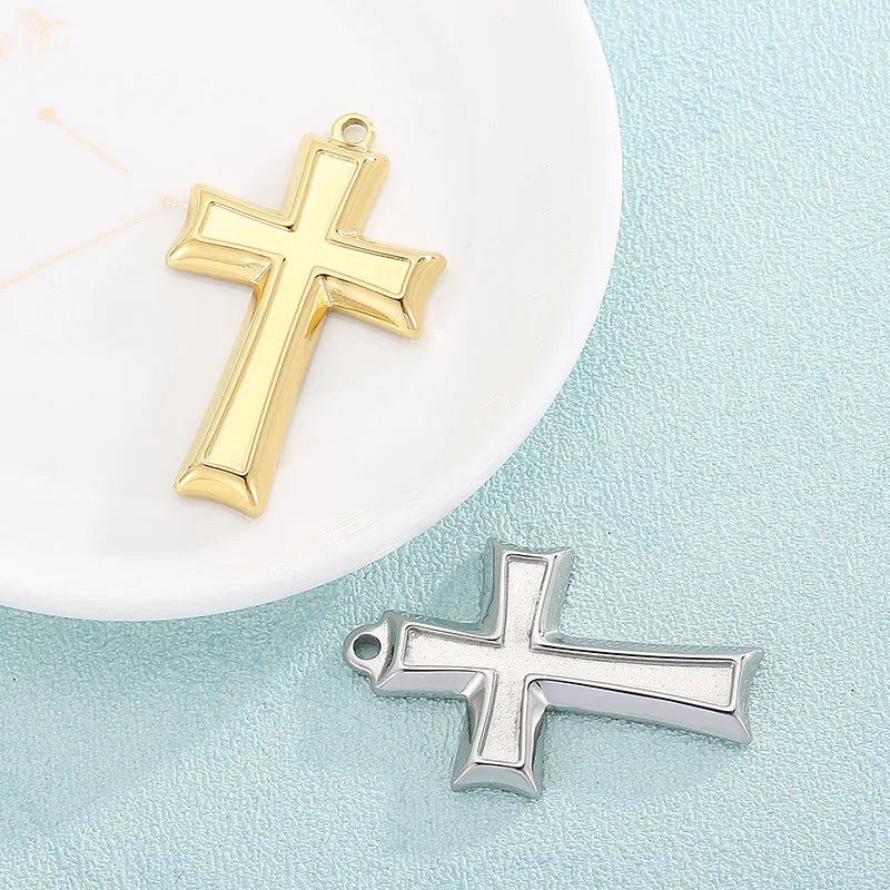 1 Piece Stainless Steel 18K Gold Plated Cross