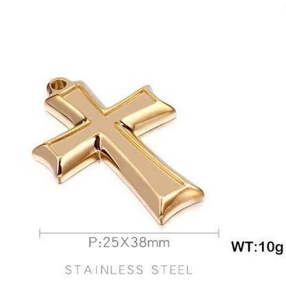 1 Piece Stainless Steel 18K Gold Plated Cross