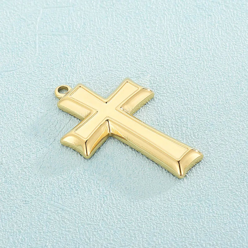 1 Piece Stainless Steel 18K Gold Plated Cross