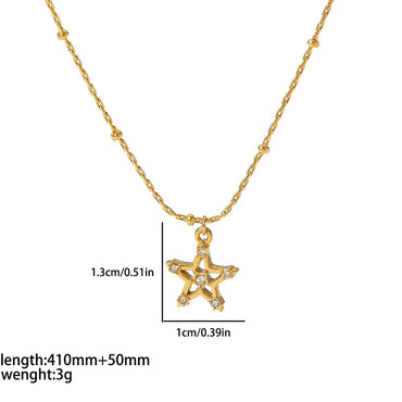 Simple Style Commute Cross Star Moon Stainless Steel Polishing Plating Inlay Zircon 18k Gold Plated Pendant Necklace