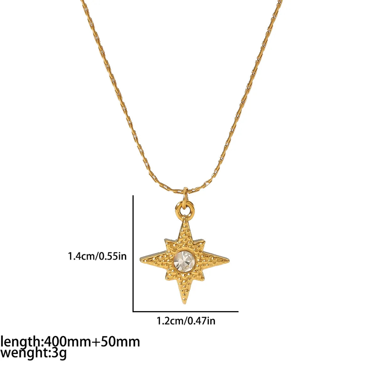 Simple Style Commute Cross Star Moon Stainless Steel Polishing Plating Inlay Zircon 18k Gold Plated Pendant Necklace