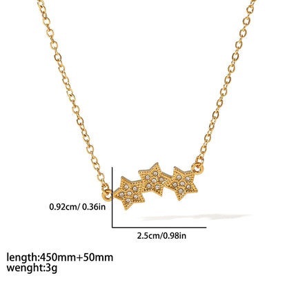 Simple Style Commute Cross Star Moon Stainless Steel Polishing Plating Inlay Zircon 18k Gold Plated Pendant Necklace