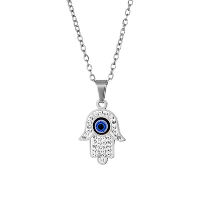 Simple Style Commute Devil's Eye Stainless Steel Plating Inlay Rhinestones 18k Gold Plated Pendant Necklace